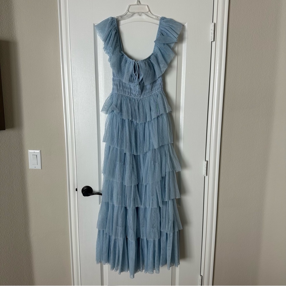 Petal & Pup Blue Belle Ruffle Maxi Dress